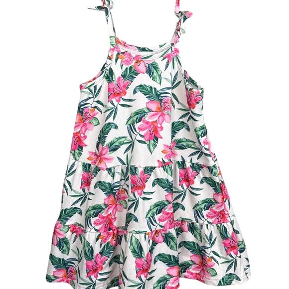 Tommy Bahama Little Girls Sundress White Pink Floral Tie Strap Size 3T Summer - Picture 2 of 7